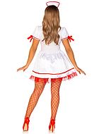 Nurse, costume dress, ruffle trim, bows, puff sleeves